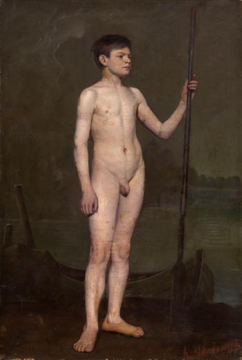 Boy with an oar by 
																	Aleksandr Nikranovich Novoskoltsev