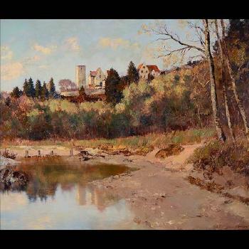 Untitled - chateau along river by 
																			Adele Esinger