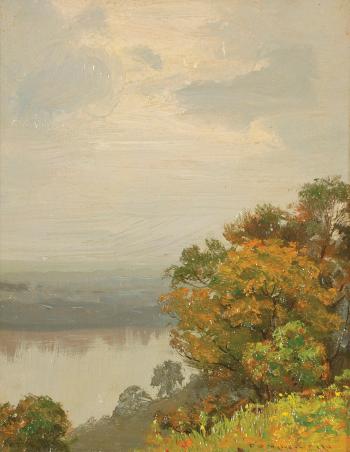 River landscape by 
																	Frederick Oakes Sylvester
