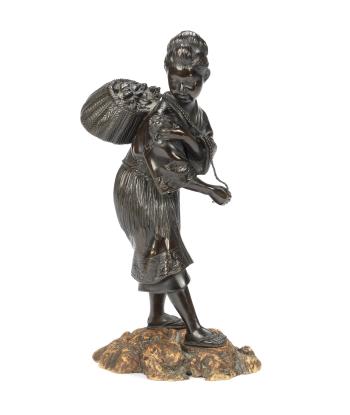 A bronze figure of a fisher-girl by 
																			 Atsuyoshi