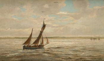 Pêcheur dans un estuaire by 
																	Edmond van der Haegen