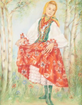 Jeune femme en tenue traditionnelle by 
																	Mary Gagarine
