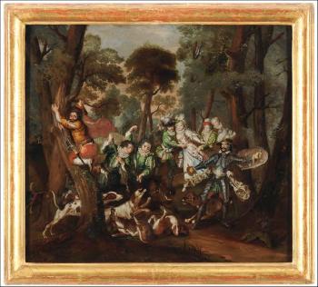 Don Quijote stellt sich einem Eber, als er das herzogliche Paar auf einer Jagd begleitet by 
																	Anna Barbara von Esch