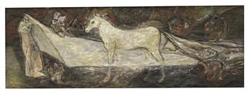 Allegory about a white horse by 
																	Birgit Jurgenssen