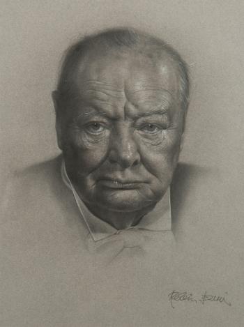 Portrait of Sir Winston Churchill by 
																	Robin Elvin