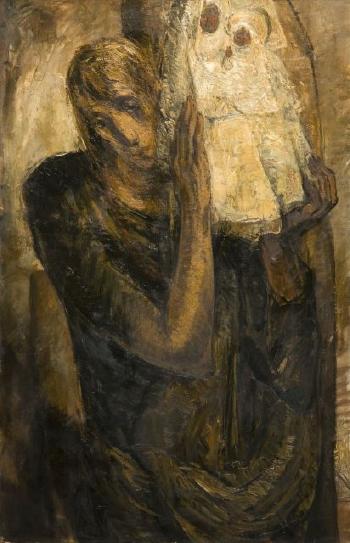 Figure d'homme tenant une Vierge à l'Enfant by 
																	Luc Lafnet