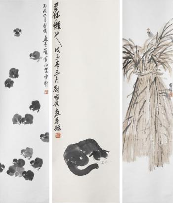 Cat, Chicks, Birds and Straw by 
																			 Liu Guowei