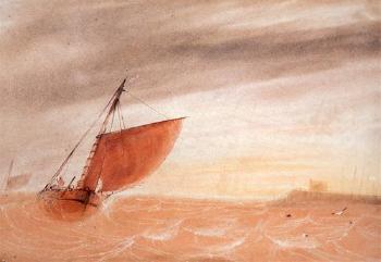 Shipping in a breeze off Jersey by 
																	John le Capelain