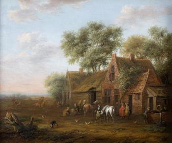 Le repos des cavaliers devant une auberge by 
																	Cornelis van Essen