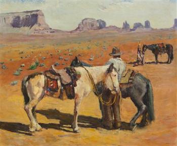 Prospector with three mules by 
																	Zivko Zic