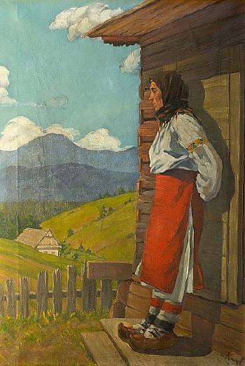 Woman in traditional costume by 
																	Ladislav Kaigl