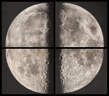 4 large-format quadrants of the Moon, from the Paris Observatory by 
																	Pierre Puiseux