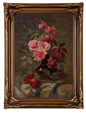 Floral still life by 
																			George F Liebhardt