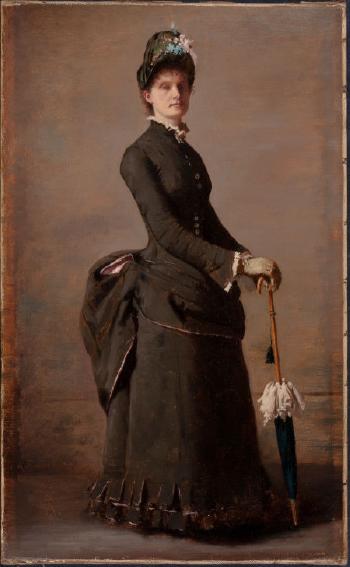 Portrait of a Lady with a Parasol by 
																			Jules Alexandre Gamba de Preydour
