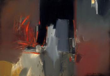 Orange, Red, Black, and Grey Abstract by 
																			Danys Osuna Milo