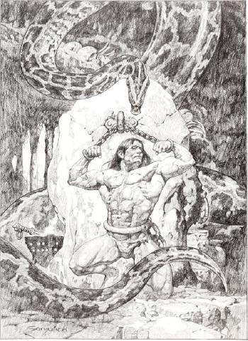 The Scarlet Citadel Conan Pencil Illustration Original Art by 
																	 Sanjulian