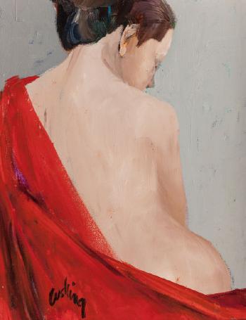 Portrait of a Woman with Red Drape by 
																			Ann Cushing Gantz