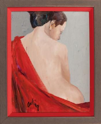 Portrait of a Woman with Red Drape by 
																			Ann Cushing Gantz