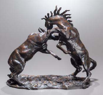 Horses Fighting by 
																			Charles Cary Rumsey