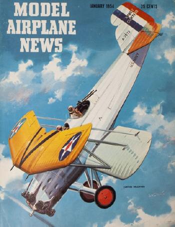 Curtis Helldiver, Model Airplane News Magazine Cover, January 1954 by 
																			Jo Kotula