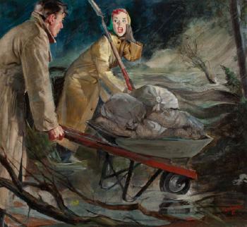 Macintyre's Flood, Collier's Magazine Story Illustration, April 28, 1951 by 
																			Cecil Calvert Beall