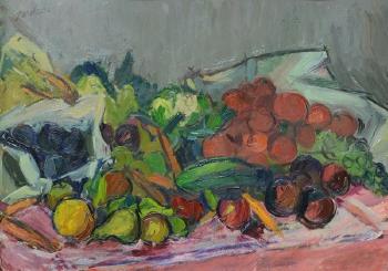 Still life of fruits on a table by 
																			Juzefa Katiliute