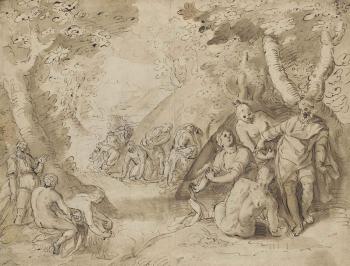 Eleazar ordering the Israelites to wash and purify their clothes after their battle against the Midianites (Numbers 31:21-24) by 
																	Johann Fasold