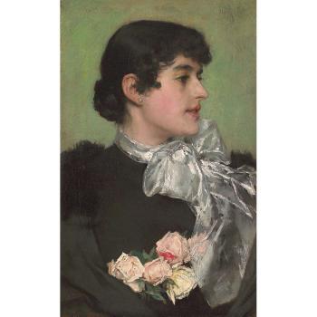 Portrait of a Woman with Tea Roses by 
																	Charles Frederic Ulrich
