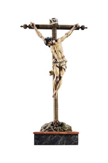 A Polychrome Terracotta And Wood Figure Of The Crucified Christ by 
																	Francisco Ruiz Gijon