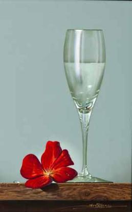 Champagne glass with flower by 
																	Javier Mulio