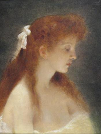 A redhead beauty in profile by 
																	Edouard Alexandre Sain