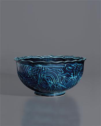 Large turquoise bowl by 
																	Ralph Bacerra