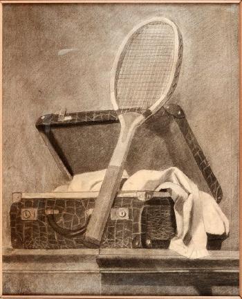 Nature morte représentant une raquette et sa valise by 
																	Jean Estaque