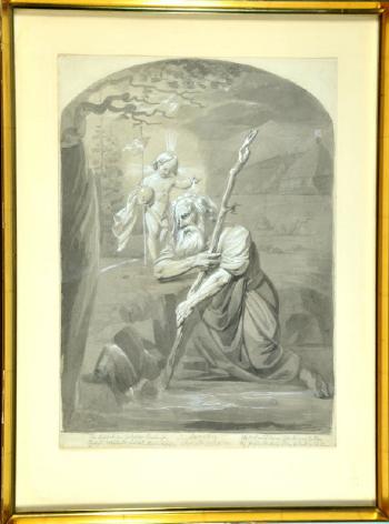 Hl. Christophorus, gesegnet vom Jesusknaben by 
																	Franz Nadorp
