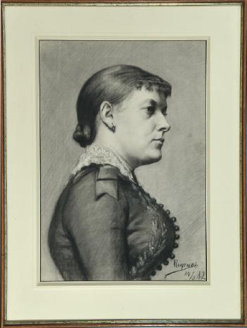 Frauenportrait im Profil nach rechts by 
																	Miecislaw Reyzner