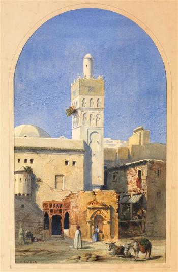 Repos devant le minaret by 
																	Alexandre Francois Caminade