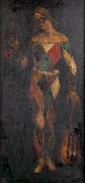 Arlequin au luth by 
																	Edmond van Offel