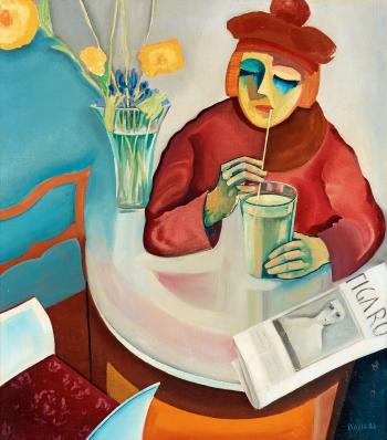 Woman in café by 
																	Bo Eison von Zweigbergk
