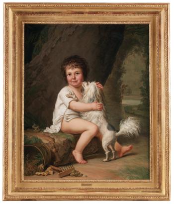 Porträtt av den unge Henri Bertholet-Campan (1784-1821) med hunden Aline by 
																			Adolf Ulrik Wertmuller