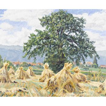Getreideschober bei Blonay. by 
																	Philippe Aurele Zysset