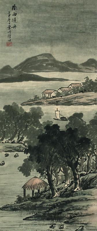 Sailboats returning in a rainstorm by 
																	 Ye Zhuqiao