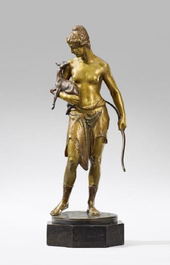 Diana With a Fawn by 
																	Gerhard Adolf Janensch