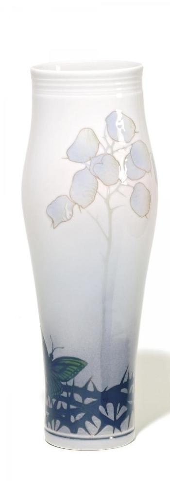 Vase with Flower and Thorn Decor by 
																	Bertha Nathanielsen