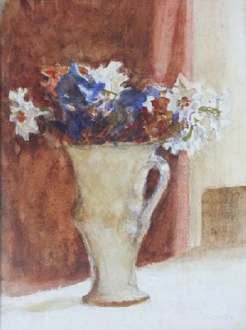 Still life of flowers by 
																	George Clausen