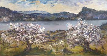 Paysage aux cerisiers en fleurs by 
																	Auguste Louis Roure