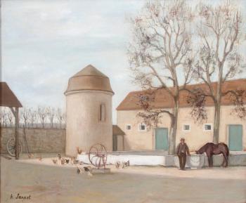 La cour de ferme by 
																	Henri Jannot