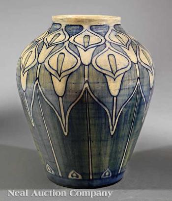 An Important Newcomb College Art Pottery High Glaze Vase by 
																			 Newcomb College Pottery