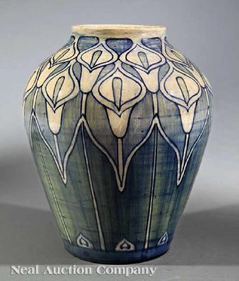 An Important Newcomb College Art Pottery High Glaze Vase by 
																			 Newcomb College Pottery