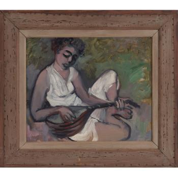 Woman playing a mandolin by 
																	Alfred Czerepak