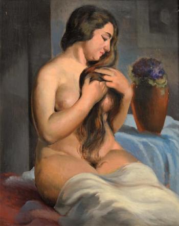 Femme nue assise by 
																	Gustave Astoy